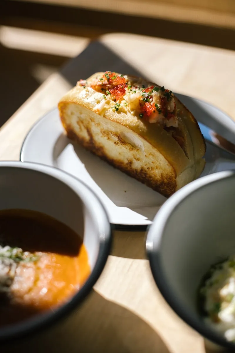 Lobster roll with sides at Blakeman's